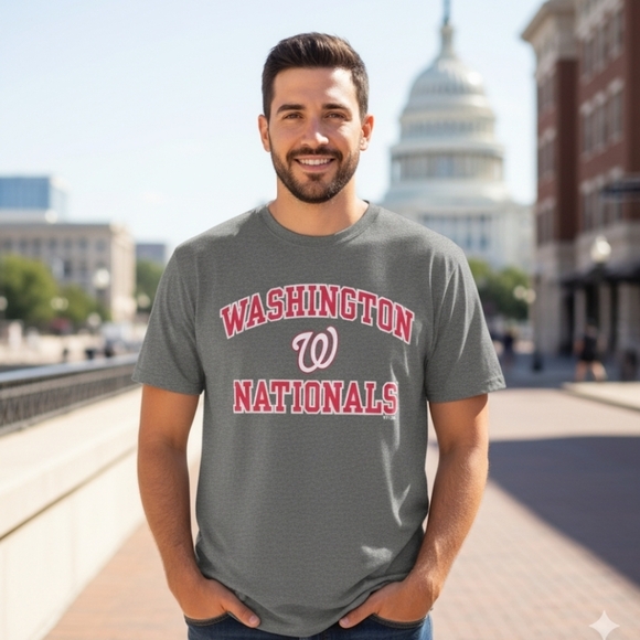 Washington Nationals Fanatics Mens Size 2XL XXL Gray Heart And Soul T-Shirt New - Picture 1 of 8